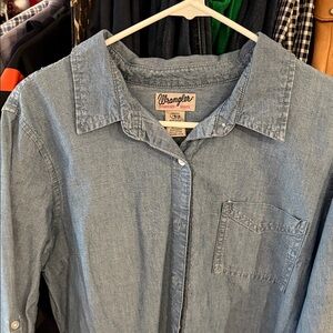 Wrangler Light Blue Denim Button-Up Shirt